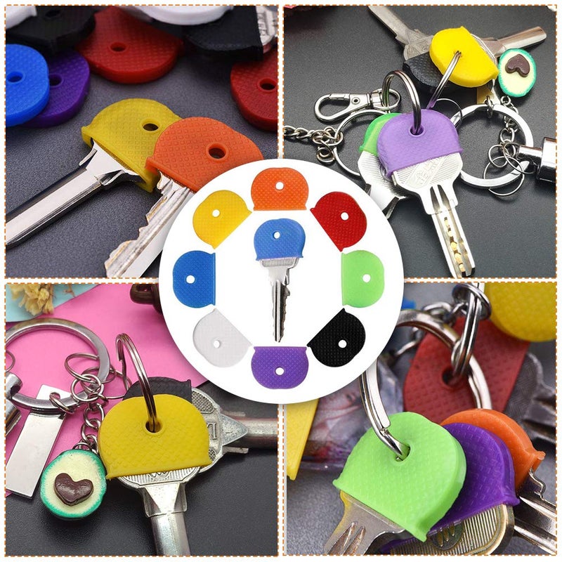 Oubaka 24Pcs Key Caps Tags Covers,Plastic Identifier Key Rings Label ID with Assorted Colors for Identify Your Key - Image 3